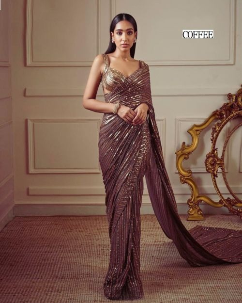 Trishula 323 Beautiful Sequence Georgette Saree Collection
